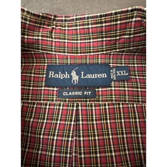 Ralph Lauren Mens Red Plaid Button-Down Shirt XXL Classic Fit Cotton Long Sleeve - Picture 3 of 6